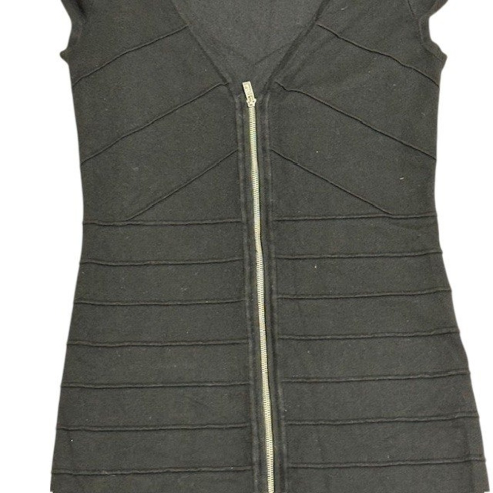 Guess Bodycon Dress Bandage Mini Full Zip Sleeveless Black Size Med - Picture 5 of 14